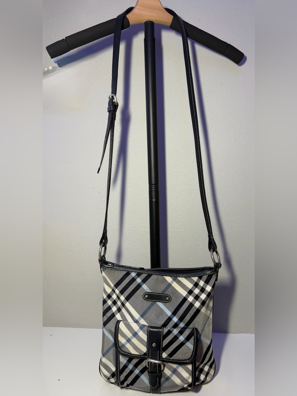 Burberry London Blue Label Plaid Blue/Black Crossbody Bag - COA included